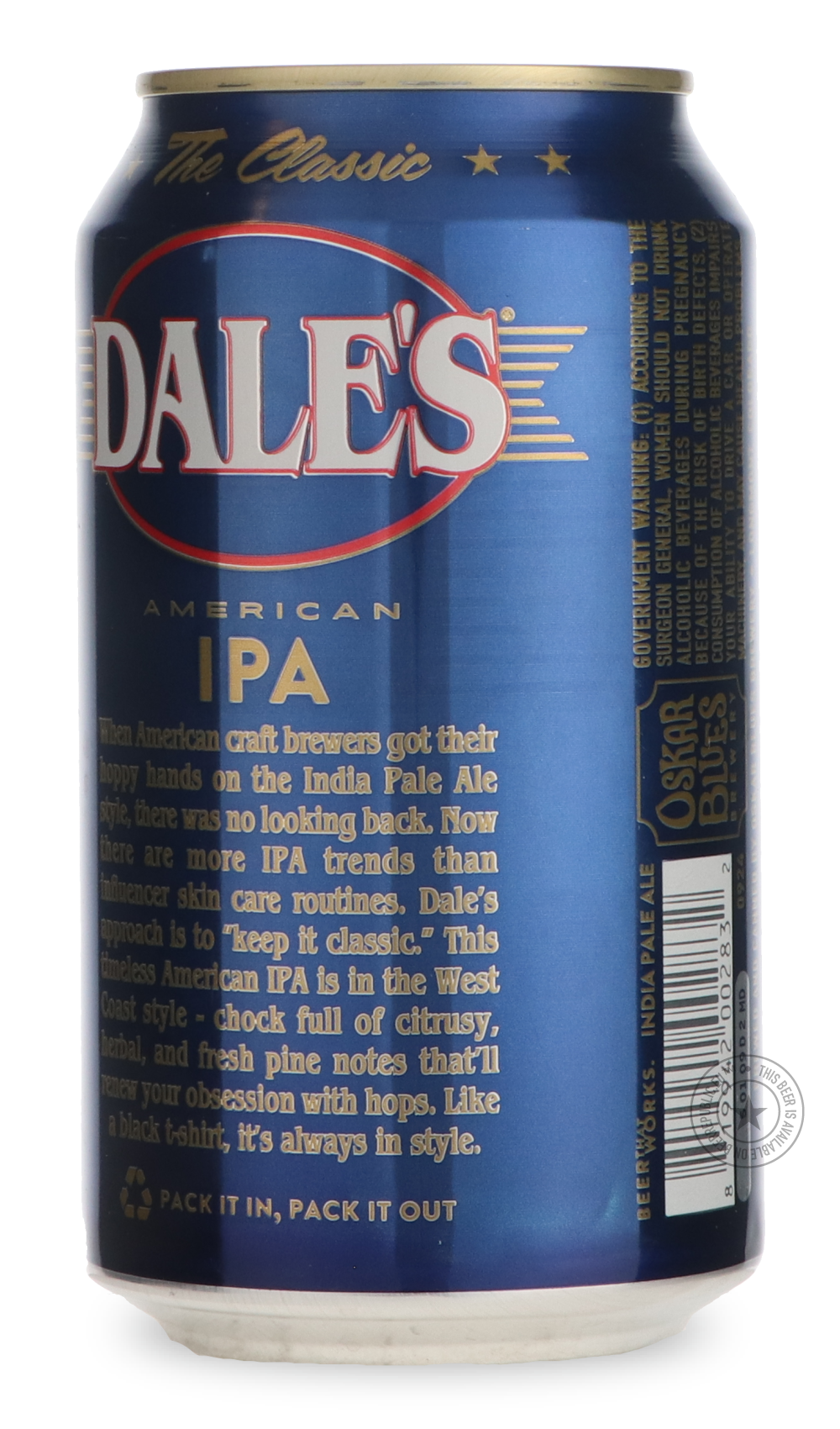 Oskar Blues- Dale's American IPA-IPA- Only @ Beer Republic - The best online beer store for American & Canadian craft beer - Buy beer online from the USA and Canada - Bier online kopen - Amerikaans bier kopen - Craft beer store - Craft beer kopen - Amerikanisch bier kaufen - Bier online kaufen - Acheter biere online - IPA - Stout - Porter - New England IPA - Hazy IPA - Imperial Stout - Barrel Aged - Barrel Aged Imperial Stout - Brown - Dark beer - Blond - Blonde - Pilsner - Lager - Wheat - Weizen - Amber -