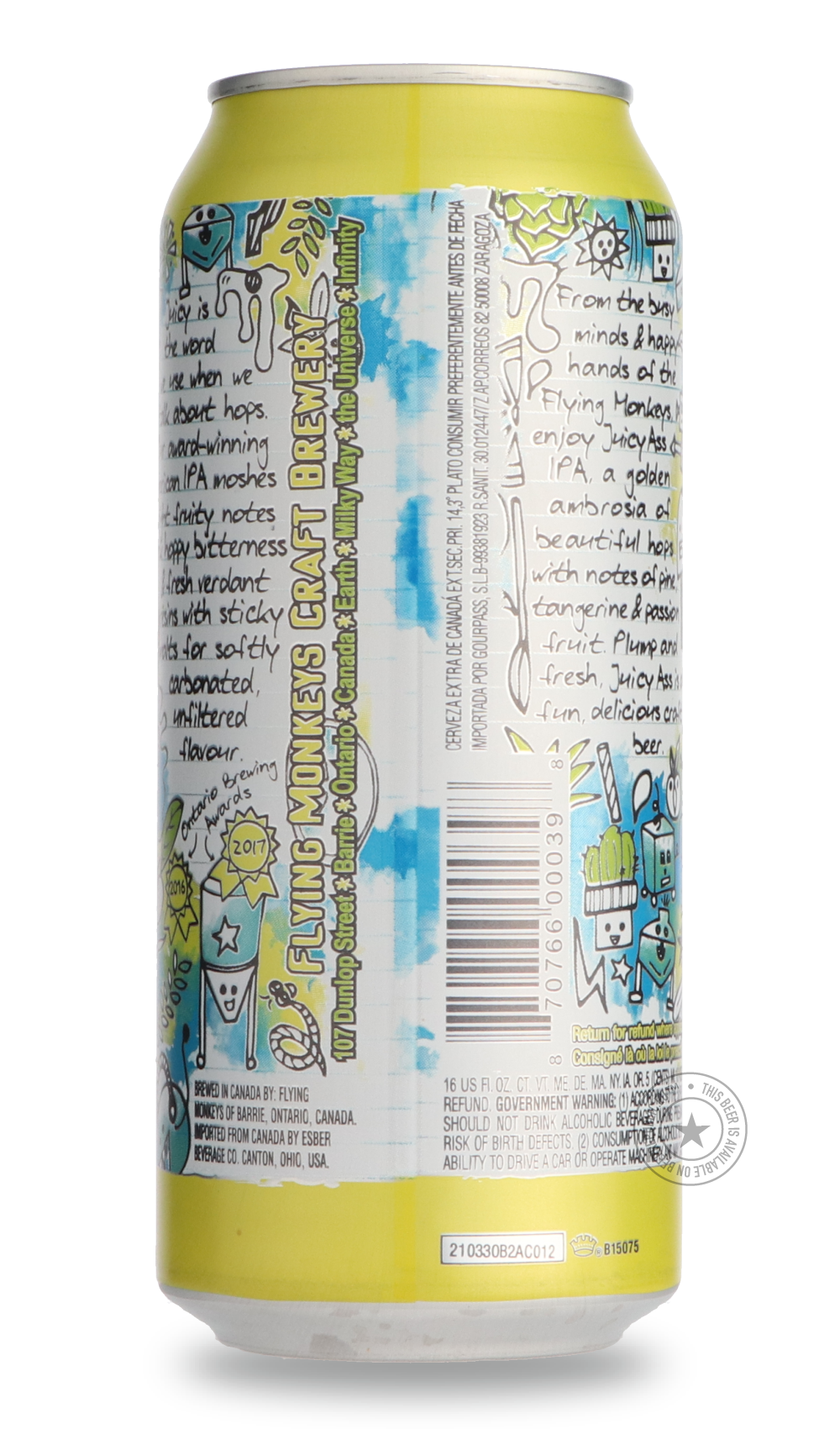 Flying Monkeys- Juicy Ass-IPA- Only @ Beer Republic - The best online beer store for American & Canadian craft beer - Buy beer online from the USA and Canada - Bier online kopen - Amerikaans bier kopen - Craft beer store - Craft beer kopen - Amerikanisch bier kaufen - Bier online kaufen - Acheter biere online - IPA - Stout - Porter - New England IPA - Hazy IPA - Imperial Stout - Barrel Aged - Barrel Aged Imperial Stout - Brown - Dark beer - Blond - Blonde - Pilsner - Lager - Wheat - Weizen - Amber - Barley