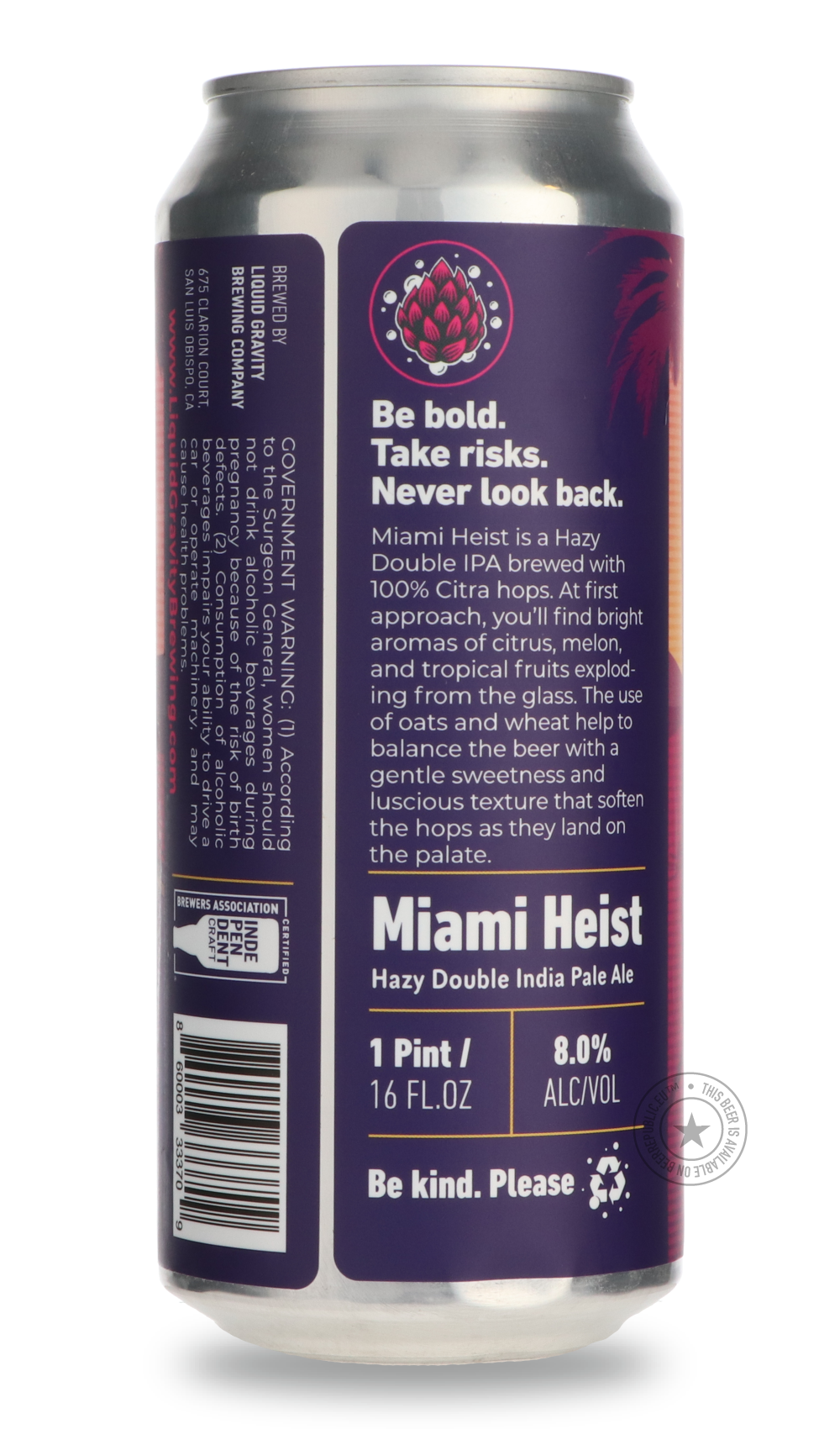 -Liquid Gravity- Miami Heist-IPA- Only @ Beer Republic - The best online beer store for American & Canadian craft beer - Buy beer online from the USA and Canada - Bier online kopen - Amerikaans bier kopen - Craft beer store - Craft beer kopen - Amerikanisch bier kaufen - Bier online kaufen - Acheter biere online - IPA - Stout - Porter - New England IPA - Hazy IPA - Imperial Stout - Barrel Aged - Barrel Aged Imperial Stout - Brown - Dark beer - Blond - Blonde - Pilsner - Lager - Wheat - Weizen - Amber - Barl