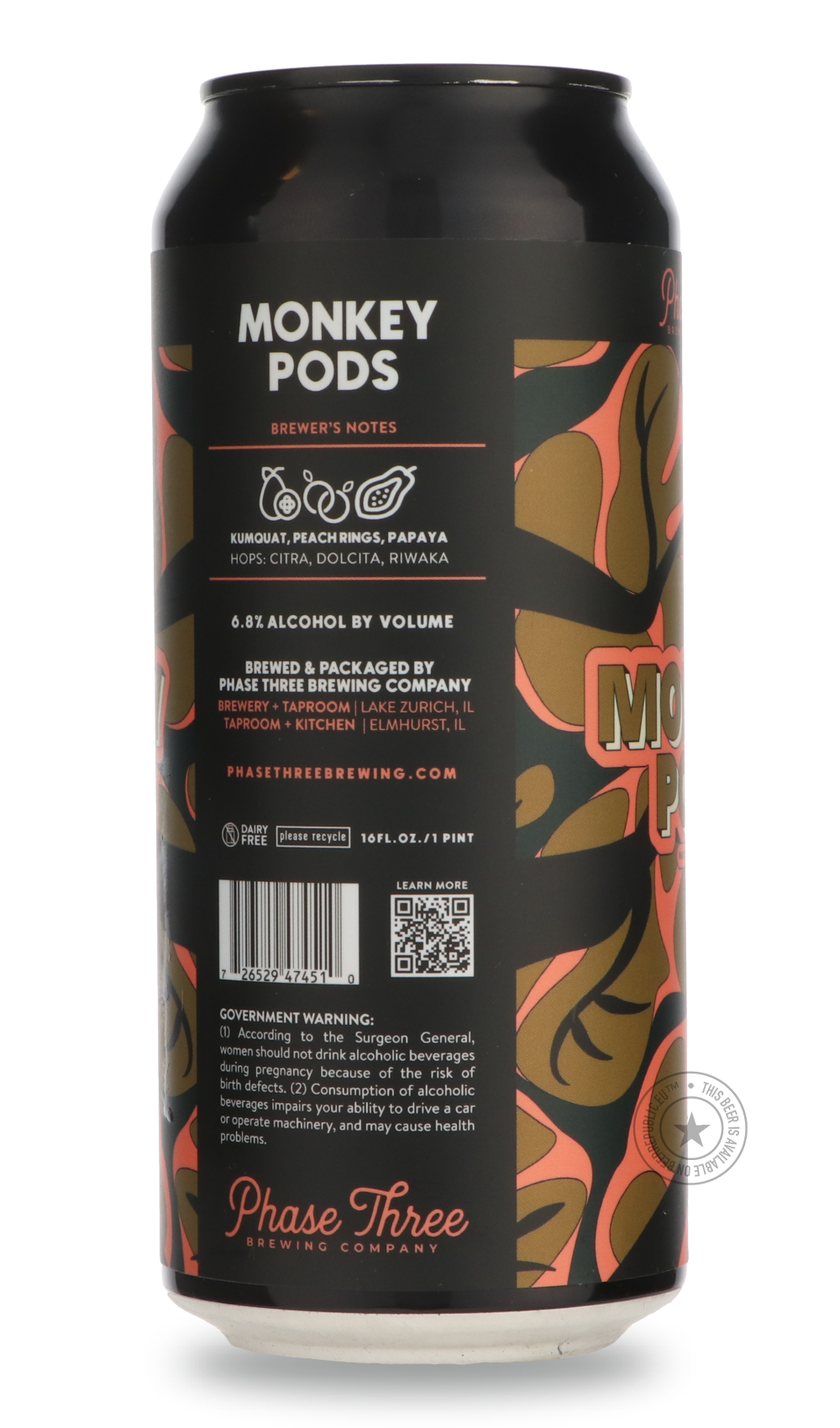 Phase Three- Monkey Pods-IPA- Only @ Beer Republic - The best online beer store for American & Canadian craft beer - Buy beer online from the USA and Canada - Bier online kopen - Amerikaans bier kopen - Craft beer store - Craft beer kopen - Amerikanisch bier kaufen - Bier online kaufen - Acheter biere online - IPA - Stout - Porter - New England IPA - Hazy IPA - Imperial Stout - Barrel Aged - Barrel Aged Imperial Stout - Brown - Dark beer - Blond - Blonde - Pilsner - Lager - Wheat - Weizen - Amber - Barley W