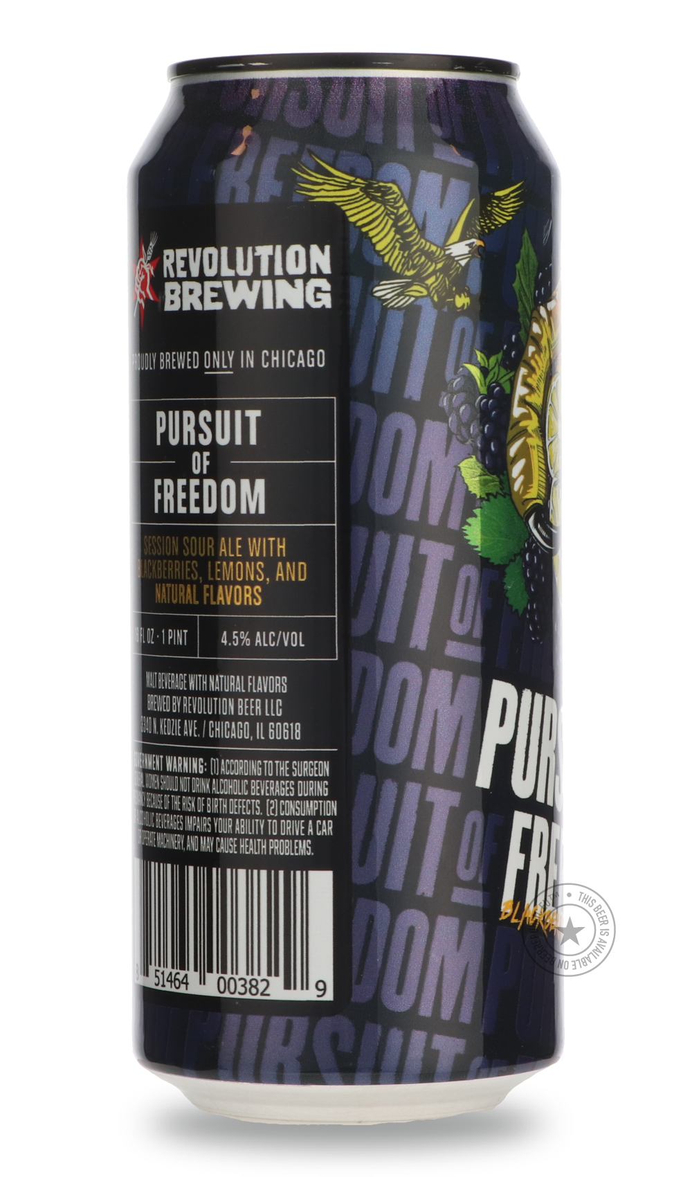 -Revolution- Pursuit of Freedom: Blackberry Lemonade-Sour / Wild & Fruity- Only @ Beer Republic - The best online beer store for American & Canadian craft beer - Buy beer online from the USA and Canada - Bier online kopen - Amerikaans bier kopen - Craft beer store - Craft beer kopen - Amerikanisch bier kaufen - Bier online kaufen - Acheter biere online - IPA - Stout - Porter - New England IPA - Hazy IPA - Imperial Stout - Barrel Aged - Barrel Aged Imperial Stout - Brown - Dark beer - Blond - Blonde - Pilsne