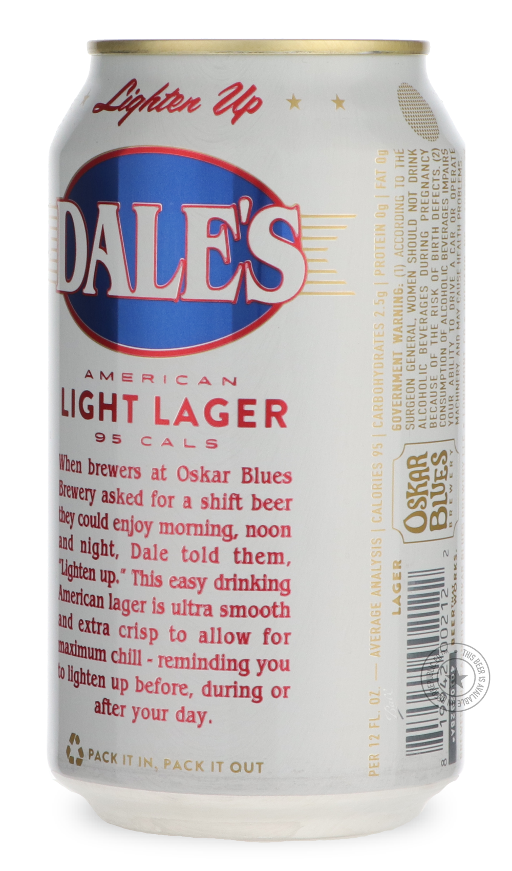 -Oskar Blues- Dale's® Light Lager-Pale- Only @ Beer Republic - The best online beer store for American & Canadian craft beer - Buy beer online from the USA and Canada - Bier online kopen - Amerikaans bier kopen - Craft beer store - Craft beer kopen - Amerikanisch bier kaufen - Bier online kaufen - Acheter biere online - IPA - Stout - Porter - New England IPA - Hazy IPA - Imperial Stout - Barrel Aged - Barrel Aged Imperial Stout - Brown - Dark beer - Blond - Blonde - Pilsner - Lager - Wheat - Weizen - Amber 