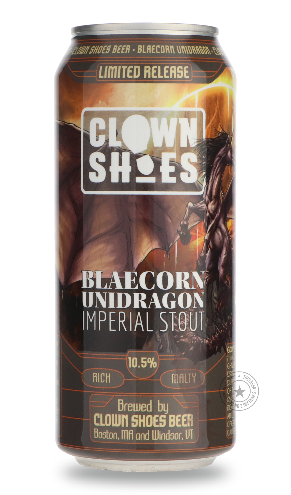 -Clown Shoes- Blaecorn Unidragon-Stout & Porter- Only @ Beer Republic - The best online beer store for American & Canadian craft beer - Buy beer online from the USA and Canada - Bier online kopen - Amerikaans bier kopen - Craft beer store - Craft beer kopen - Amerikanisch bier kaufen - Bier online kaufen - Acheter biere online - IPA - Stout - Porter - New England IPA - Hazy IPA - Imperial Stout - Barrel Aged - Barrel Aged Imperial Stout - Brown - Dark beer - Blond - Blonde - Pilsner - Lager - Wheat - Weizen