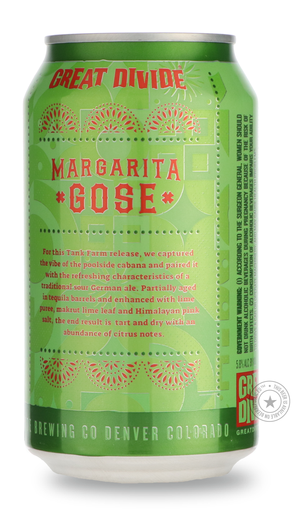 -Great Divide- Margarita Gose-Sour / Wild & Fruity- Only @ Beer Republic - The best online beer store for American & Canadian craft beer - Buy beer online from the USA and Canada - Bier online kopen - Amerikaans bier kopen - Craft beer store - Craft beer kopen - Amerikanisch bier kaufen - Bier online kaufen - Acheter biere online - IPA - Stout - Porter - New England IPA - Hazy IPA - Imperial Stout - Barrel Aged - Barrel Aged Imperial Stout - Brown - Dark beer - Blond - Blonde - Pilsner - Lager - Wheat - Wei